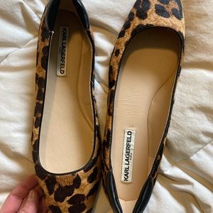 Karl Lagerfeld leopard flats